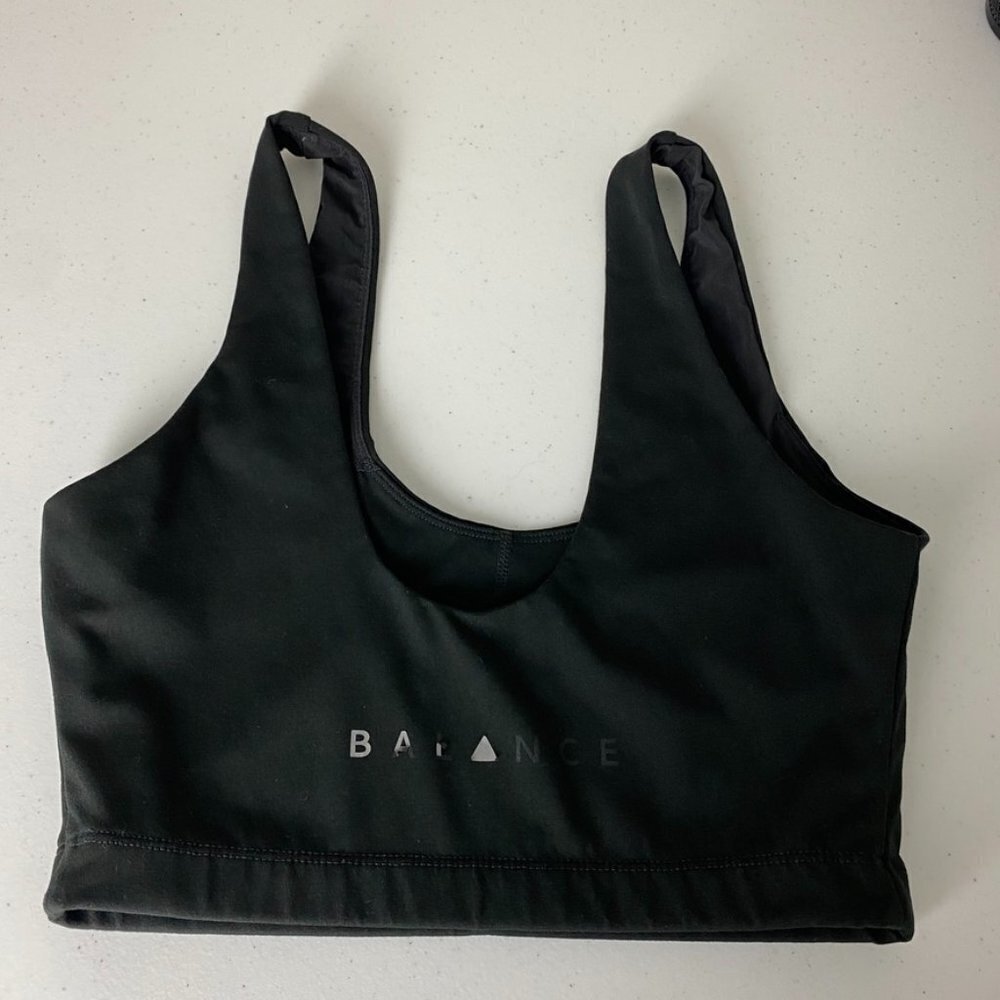 Balance Athletica Ascend Top Midnight Black Sports Bra Womens Medium - Picture 2 of 6